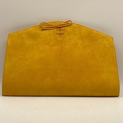 Womens Bally Suede Clutch with Adjustable Strap Yellow Italy