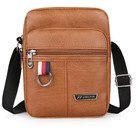 Sac bandoulière homme cuir PU étanche sacoche messager décontractée marron