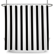 Black and White Striped Shower CurtainBlack and White Shower Curtains for Bat...