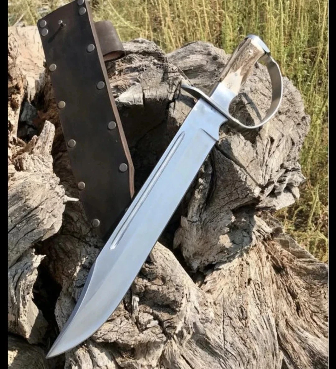 Custom Handmade Carbon Steel Blade Stag/Antler Sword | Hunting Sword Camping