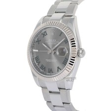 Rolex Datejust II 116334 Steel 41mm Oyster 18k Fluted Custom Gray Wimbledon Dial 8