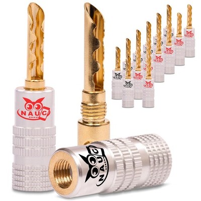 Hohl Bananenstecker 4mm schraubbar vergoldet 16x NAUC Stecker Lautsprecherkabel