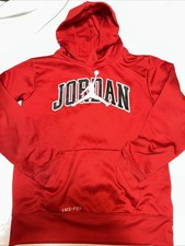 Nike Air Jordan Jumpman Hoodie Sweatshirt Red White Youth Size L Small Ink Stain