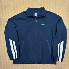 Nike Windbreaker Jacket Mens Large Navy  White Trim Full Zip Vintage Y2K