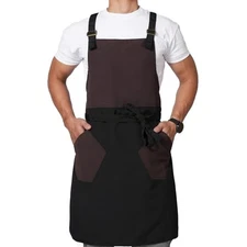 Chef Aprons for Men Women with 2 Pockets Professional Adjustable Black/Wine Red