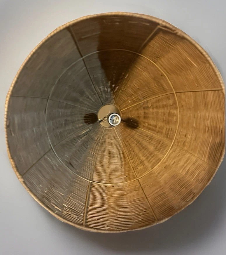 Colgante Hampton Bay Highler Isla Negro Mate 1 Luz con Tono Ratán Natural Foto 3 de 4