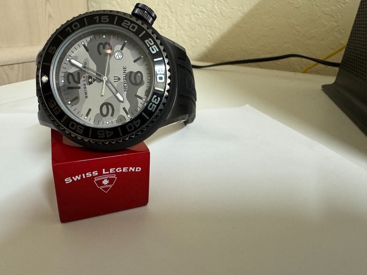 G-RAP / Swiss – What Does It Mean シールド Swiss Legend Men's 21848P Neptune Camo Camouflage dial watch 53mm