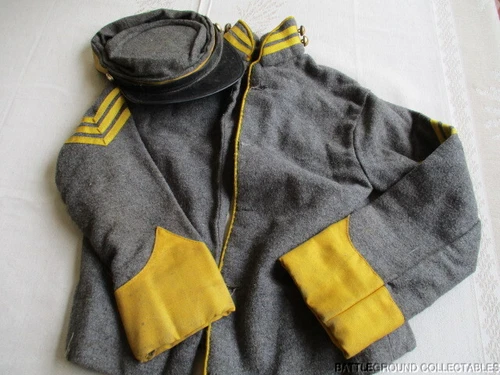 VINTAGE CIVIL WAR CONFEDERATE CAVALRY CHILDS SHELL JACKET AND KEPI