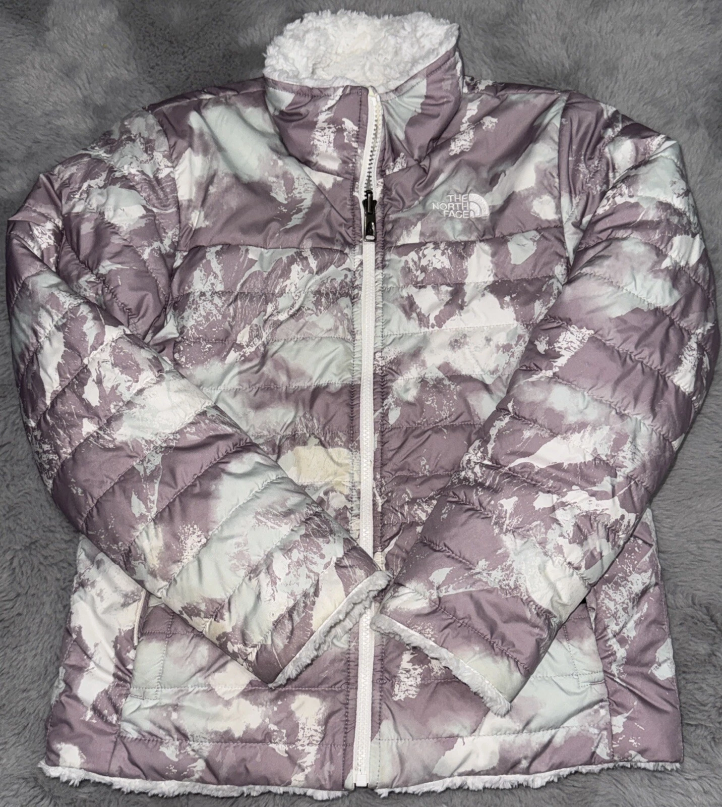 The North Face Jacket Youth Large (14/16) Reversible Fuzzy Fits Xs Adult