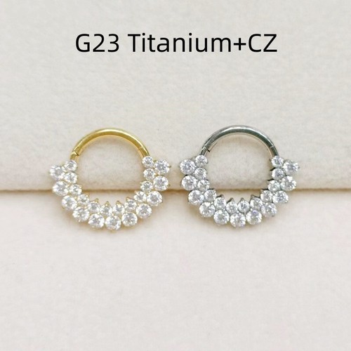 1 pieza G23 titanio CZ segmento con bisagras nariz con bisagras anillo oreja hélice aro tabique 16G - Imagen 2 de 6