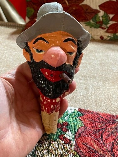 Kinki Bee Character Hill Billy Wine Spirits Liquor Bottle Pour Stopper Cork Man - Picture 9 of 12