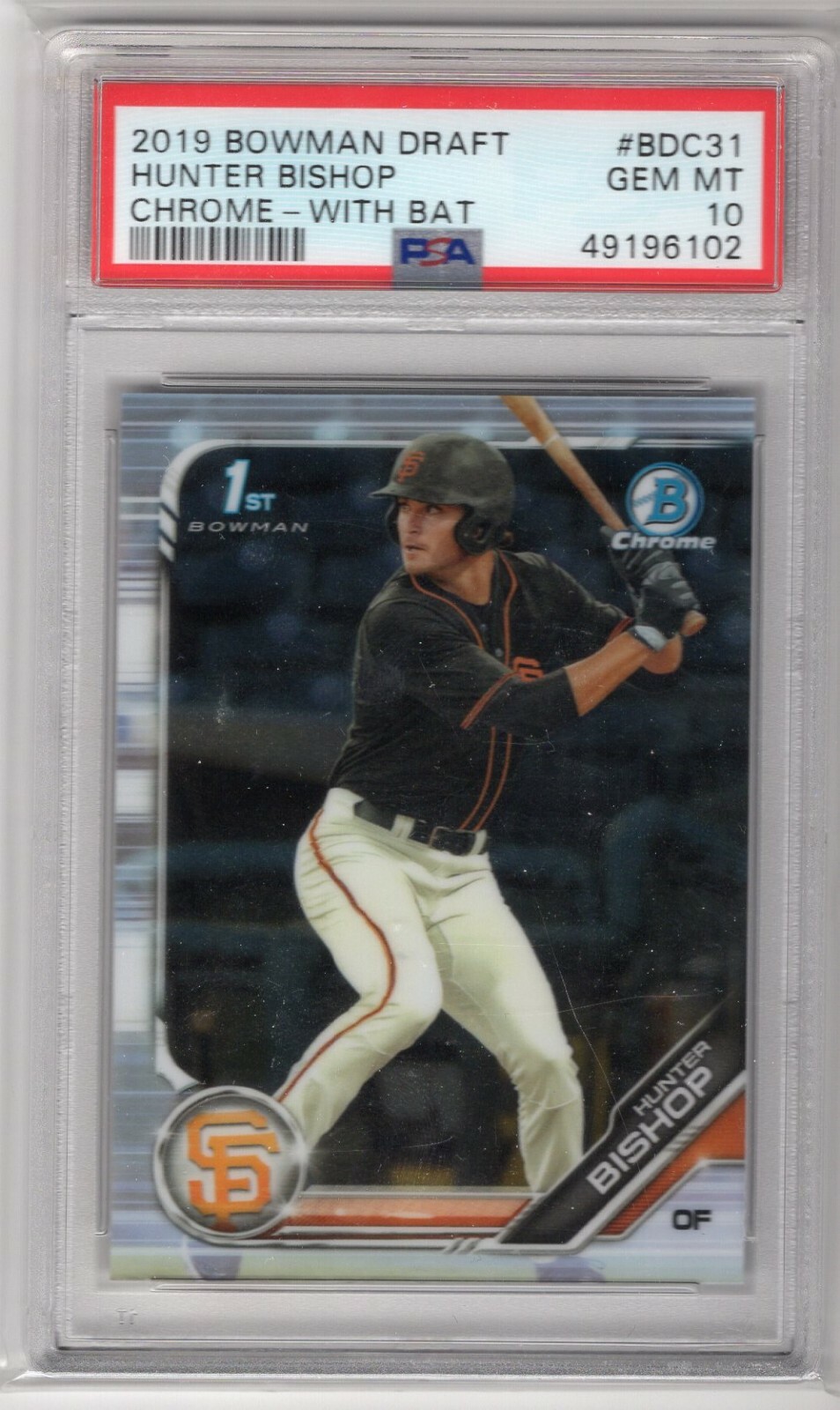 Hunter Bishop PSA 10 2019 Bowman Chrome Giants Top Prospect 10th Overall ASU