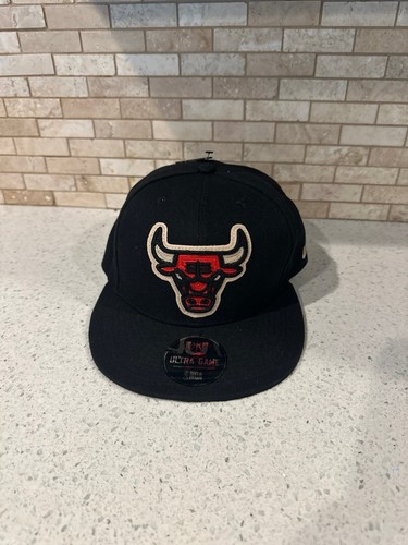 NEW Chicago Bulls NBA Ultra Game Snapback Hat Cap Black w/Red Bull Logo