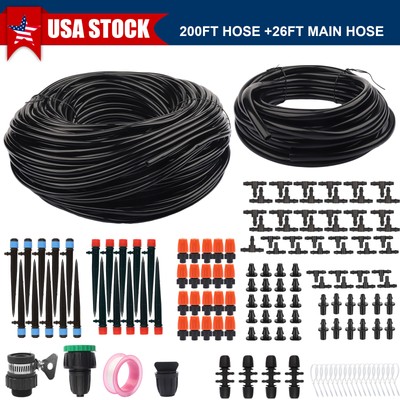 226ft Drip Irrigation System Garden Plant Self Watering Hose Micro Sprinkler Kit