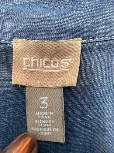 Chico's Lotta Love Shirt Women's Sz 2 Button Front 3/4 Sleeve Cottagecore Hippie - Picture 11 of 13