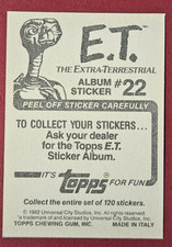 1982 Topps #22 E.T. The Extra-Terrestrial Album Sticker Bottom Left Corner!