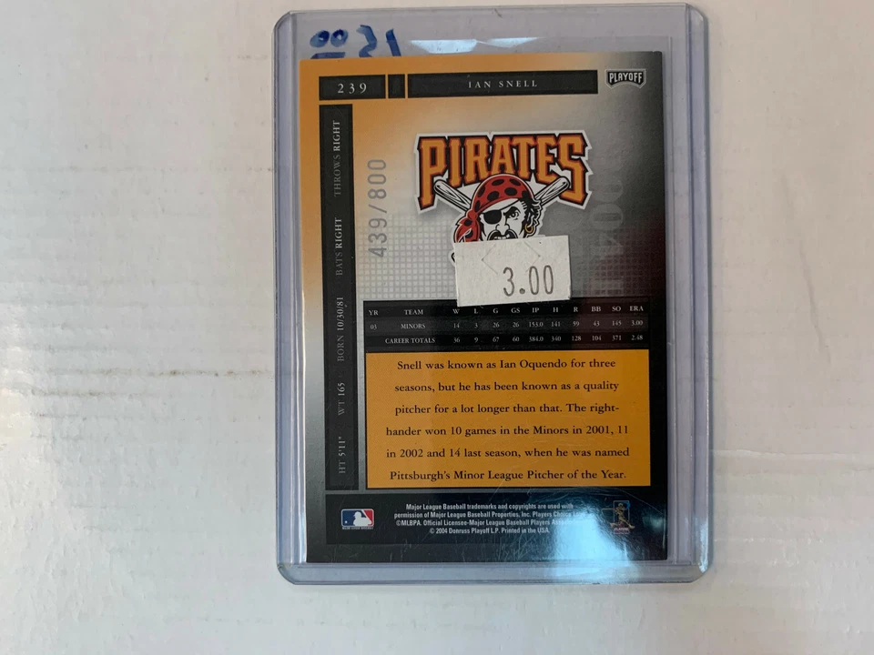 Ian Snell 2004 Honors Auto Card #239 Serial #439/800 - Image 2 of 2