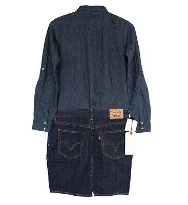 Levi's Women's Western Denim Dress Red Tab Long Sleeve Collar Shirt Short  Skirt | eBay
