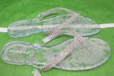 NEW Clear Rhinestone Summer Beach Retro Jellies Jelly girl Sandal YOUTH SIZE 3