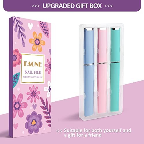 Lima de uñas de vidrio con estuche, paquete de 3 limas de uñas de vidrio rosa, azul, verde - Imagen 7 de 7