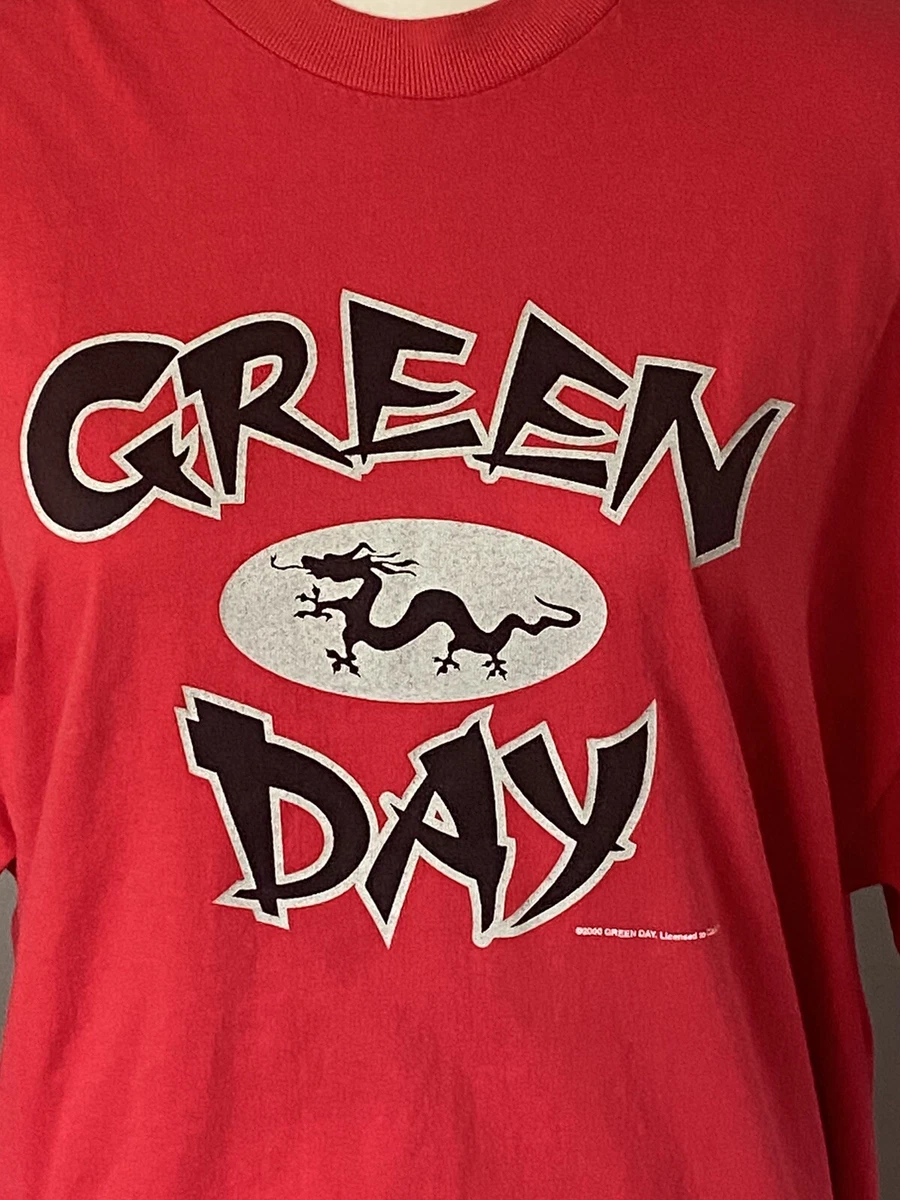 Vintage 2000 GREEN DAY Band Music Dragon Red T-Shirt Men's Size X-Large XL