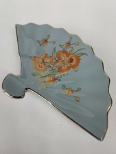 Japanese Porcelain Soap Dish Painted Flowers On Folding Fan