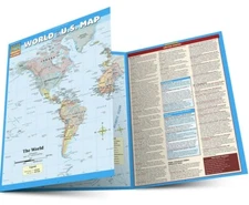 World & US  Map Laminated tri-fold, Quick Study Bar Charts Reference Guide