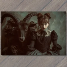 4x6"  Girl Monster Weird Creepy Imaginary Friend Nightmare Scary Unusual Pet