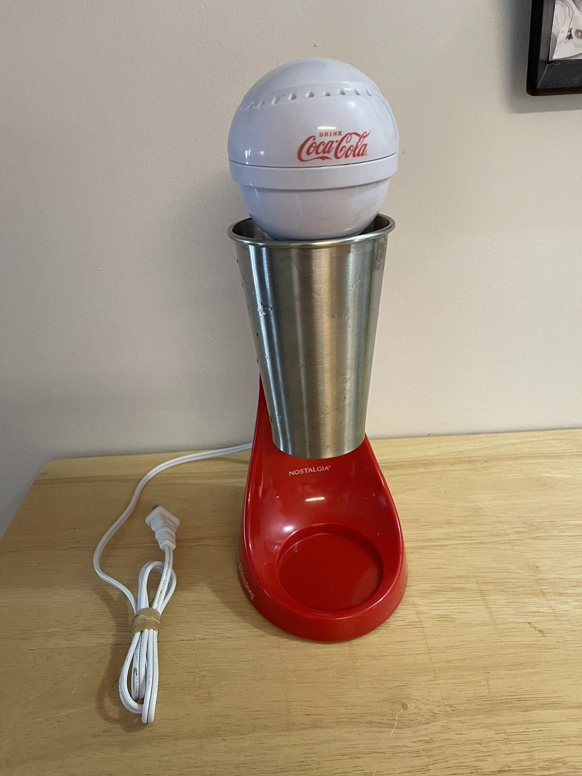 Coca-Cola Retro Milk Shake Maker Ice Cream Mixer Smoothie Drink Blender EUC