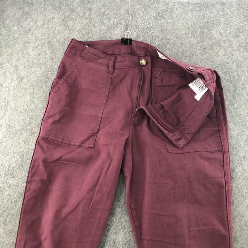 Cosmic Blue Love Pants Womens Sz 33" Waist Burgundy Utility Crop Casual Stretch - 第 6/13 張圖片