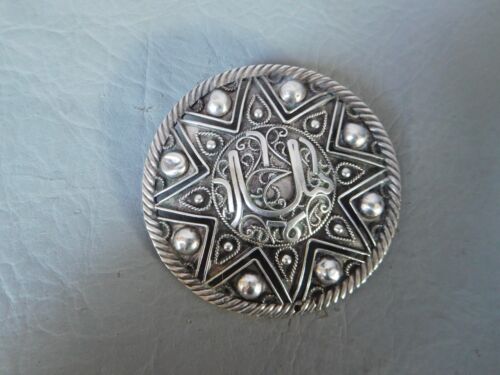 Broche pendentif ancienne africaine Kabyle berbère Arabe grise argent massif - Photo 1/12