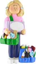 Scrapbooker Female Blonde Personalized Christmas Tree Ornament