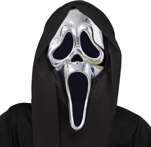 Scream Mask Chrome Ghost Face Licensed Fun World Costume Accessory Gold / Silver - Picture 9 of 9