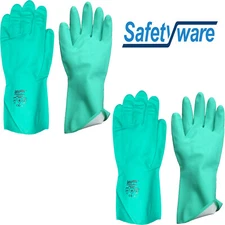 2 Pair Safetyware Chemical Oil Resistant Flocklined Nitrile Kitchen Work Gloves