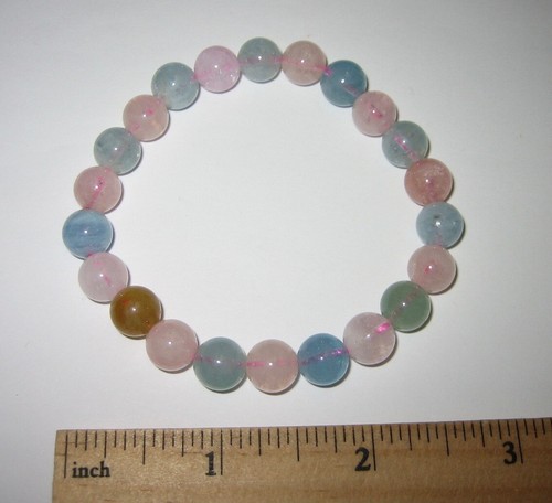 PULSERA ELÁSTICA DE PIEDRA CRISTAL DE PIEDRA DE CRISTAL DE BERILO DE 7,5"" PULIDA 8mm *2" - Imagen 5 de 14