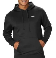 NEW FILA Performance Hoodie Sweatshirt Men XXL Front Pocket Drawstring Black