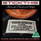<!--F#f_0-->Jack Warning Decal Sticker - for Holden FJ FX FE FC FB EJ EH HD (Orange Jack)<!--F/-->