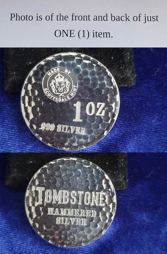 Tombstone Hammered Scottsdale Mint 1 Troy Oz .999 Fine Silver Round 241164