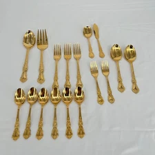 Home Concepts Stainless Gold-Plated Flatware Set of 17 Pieces