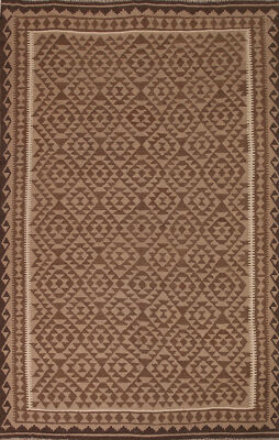 Geometric Reversible Kelim Kilim Rugs Flatweave Tribal Wool Carpet 7x10 ft