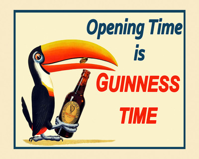 Beer Toucan Opening Time Guinness Ireland Irish 16 X 20 Vintage