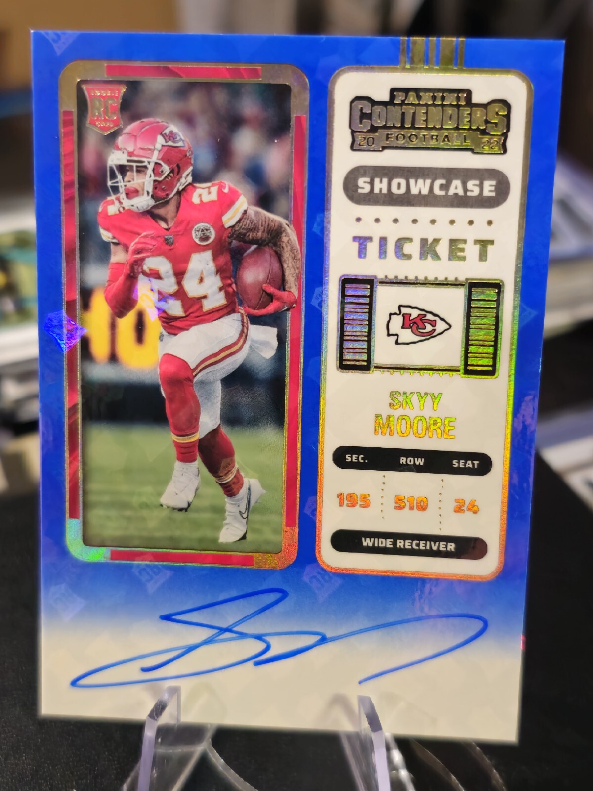2022 Panini Contenders Showcase Blue Ticket Auto #134  Skyy Moore RC  Chiefs 🔥