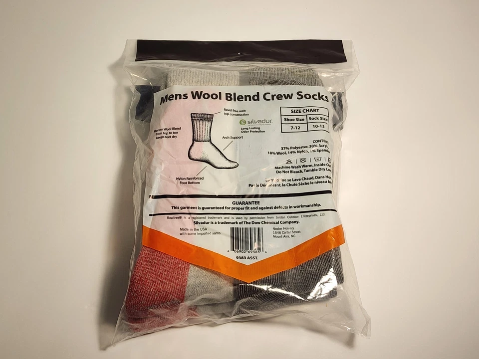 RealTree Wool Blend Crew Socks 4 Pair size Large, NIP - Image 2 of 3