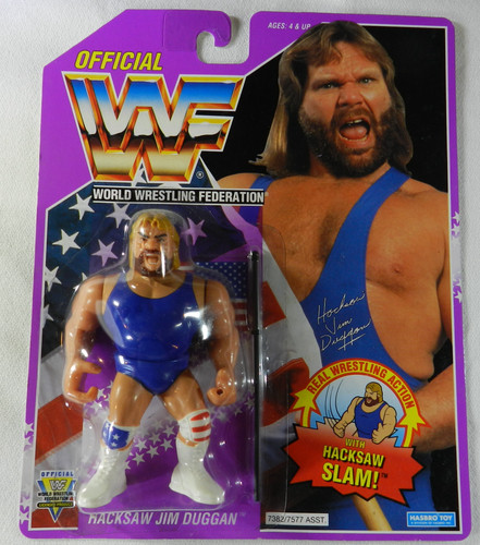 1993 WWF Hasbro Hacksaw Jim Duggan Purple Card MOC...