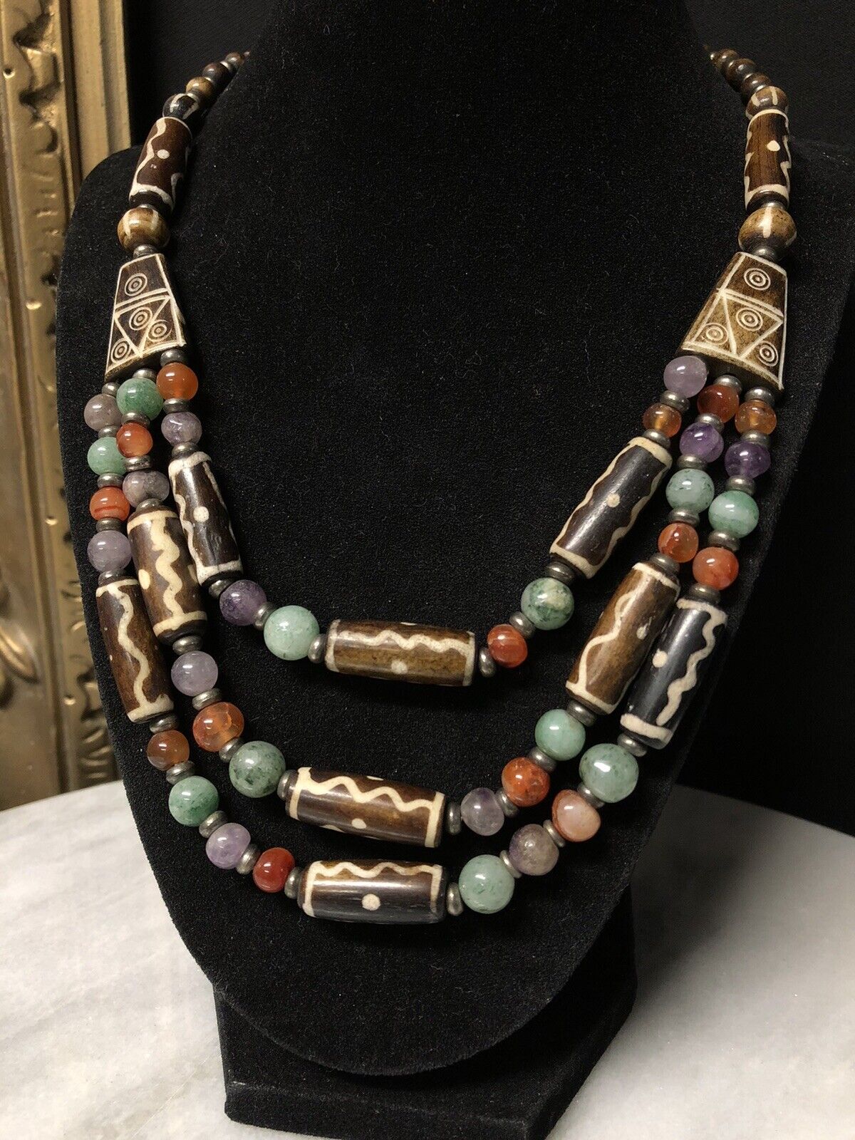 Vintage Batik Sale Special Price Bone Beads Amethyst Trust Beaded Aventurine Carnelian Ha
