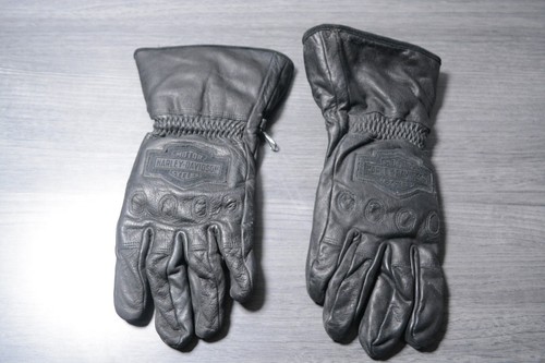 Harley Davidson Motorcycles Black Leather Gauntlet Riding Gloves Mens Large