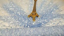 Fabric Sold by the Yard Baby Blue Lace Embroidery 3D Satin Butterflies On Mesh