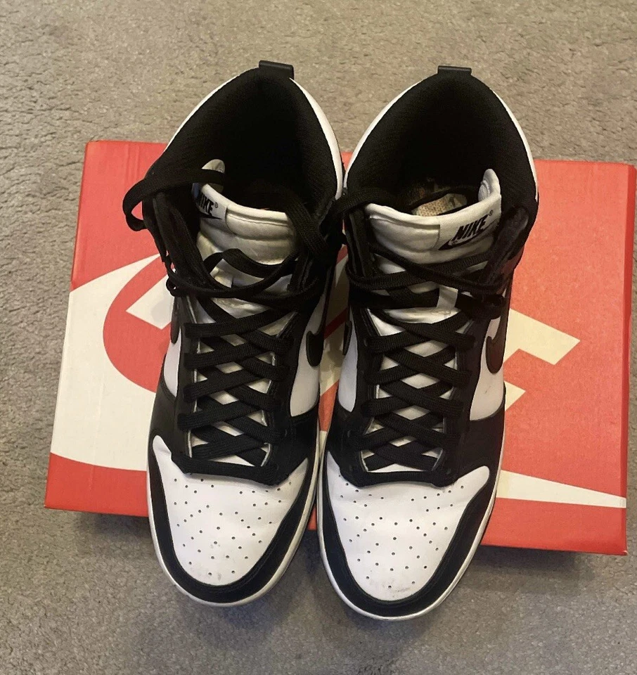 Size 7.5 - Nike Dunk High Black White (used) With Box, photo 4 of 5