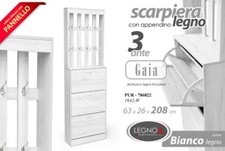 MOBILE SCARPIERA GAIA IN LEGNO 3 ANTE CON APPENDINO 63*26*208 CM PUR-786822