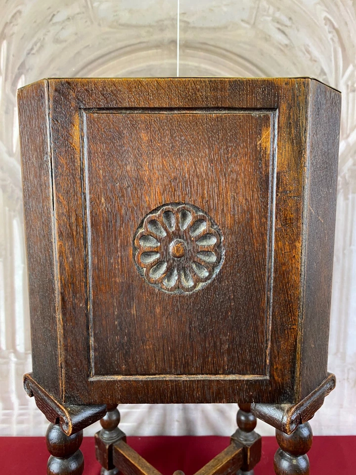 ANTIKES STÖVCHEN UM 1880 LOUIS SEIZE STIL EICHE MIT SCHNITZWERK - Bild 3 von 4